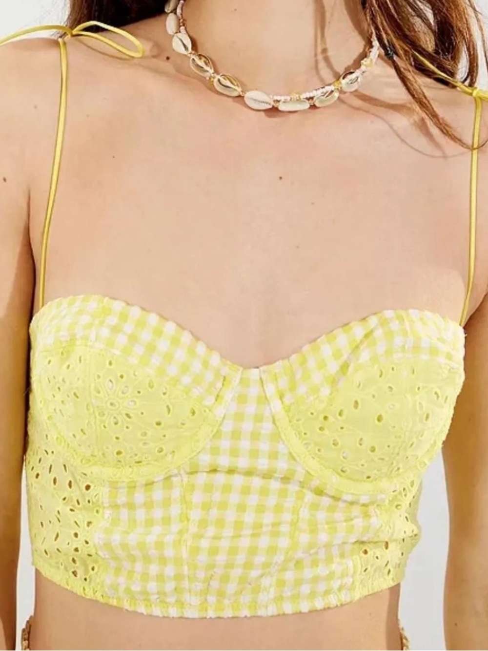 Urban Outfitters Yellow Lace Corset Tank